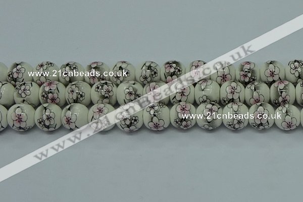 CPB601 15.5 inches 6mm round Painted porcelain beads