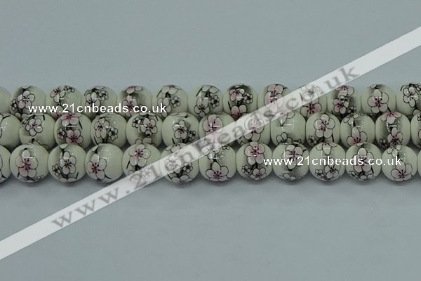 CPB602 15.5 inches 8mm round Painted porcelain beads