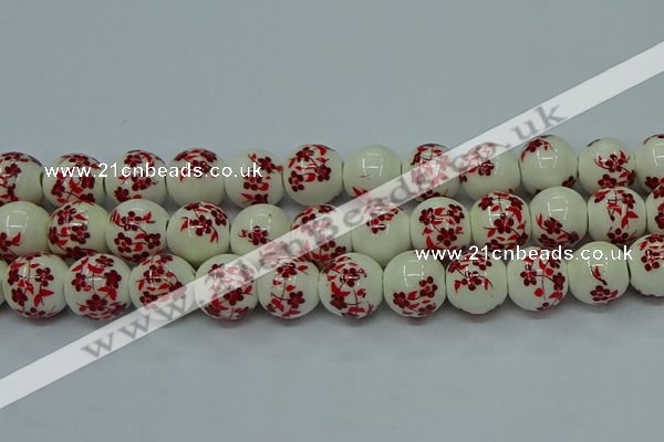 CPB612 15.5 inches 8mm round Painted porcelain beads