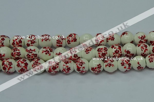 CPB613 15.5 inches 10mm round Painted porcelain beads