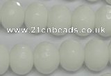 CPB62 15.5 inches 12*16mm faceted rondelle white porcelain beads