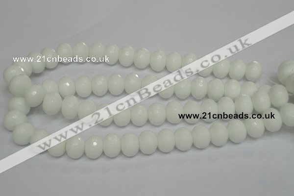 CPB62 15.5 inches 12*16mm faceted rondelle white porcelain beads