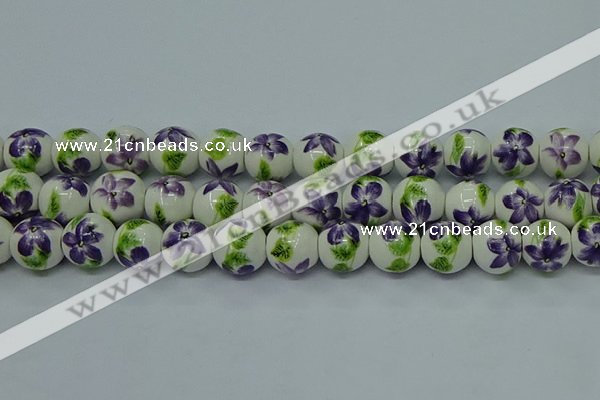 CPB621 15.5 inches 6mm round Painted porcelain beads