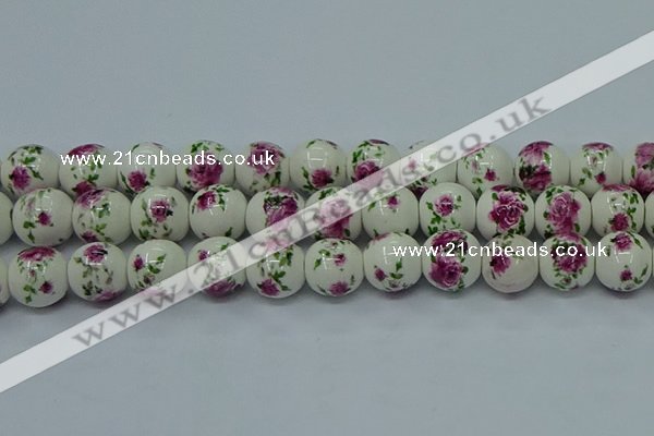 CPB631 15.5 inches 6mm round Painted porcelain beads