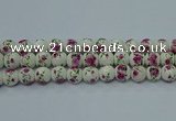 CPB635 15.5 inches 14mm round Painted porcelain beads