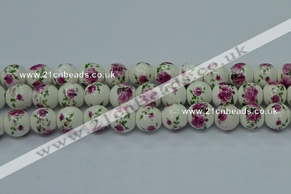 CPB635 15.5 inches 14mm round Painted porcelain beads