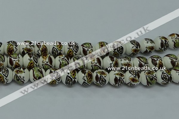 CPB641 15.5 inches 6mm round Painted porcelain beads