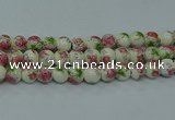 CPB651 15.5 inches 6mm round Painted porcelain beads