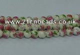 CPB652 15.5 inches 8mm round Painted porcelain beads