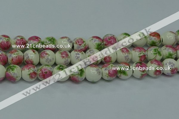 CPB653 15.5 inches 10mm round Painted porcelain beads