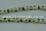 CPB661 15.5 inches 6mm round Painted porcelain beads