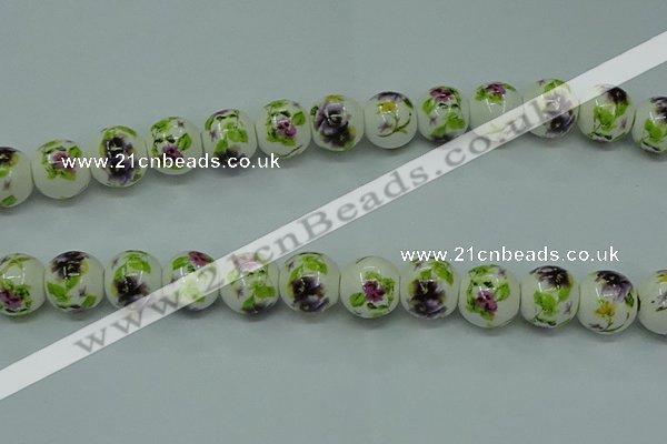 CPB661 15.5 inches 6mm round Painted porcelain beads