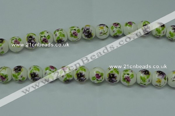 CPB663 15.5 inches 10mm round Painted porcelain beads