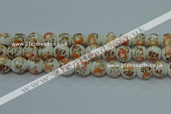 CPB672 15.5 inches 8mm round Painted porcelain beads