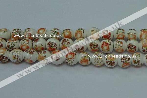 CPB674 15.5 inches 12mm round Painted porcelain beads