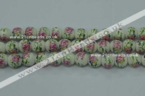 CPB683 15.5 inches 10mm round Painted porcelain beads