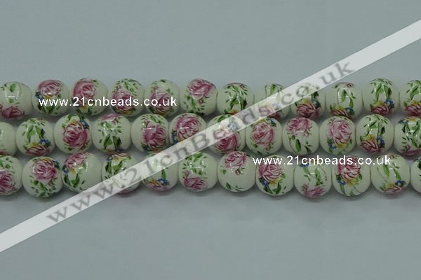 CPB684 15.5 inches 12mm round Painted porcelain beads