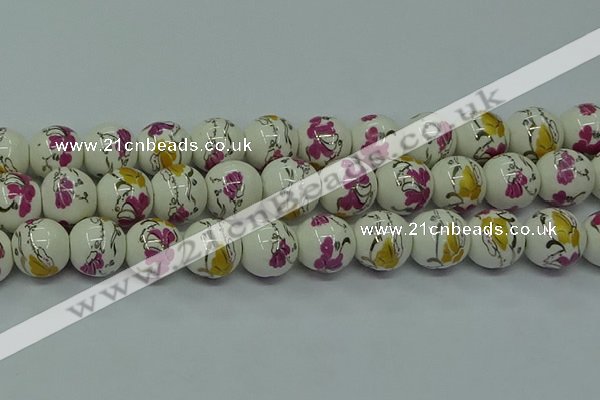 CPB691 15.5 inches 6mm round Painted porcelain beads