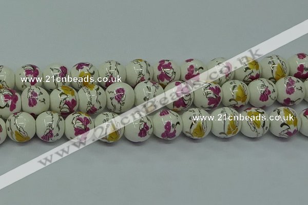 CPB692 15.5 inches 8mm round Painted porcelain beads