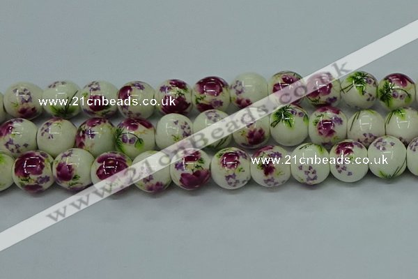 CPB701 15.5 inches 6mm round Painted porcelain beads