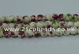 CPB702 15.5 inches 8mm round Painted porcelain beads