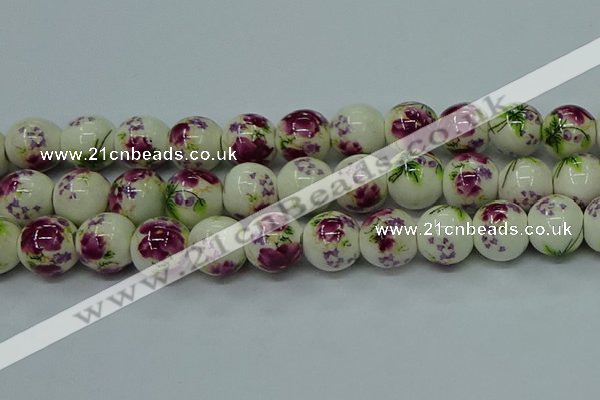 CPB702 15.5 inches 8mm round Painted porcelain beads