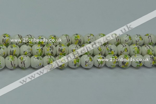 CPB722 15.5 inches 8mm round Painted porcelain beads