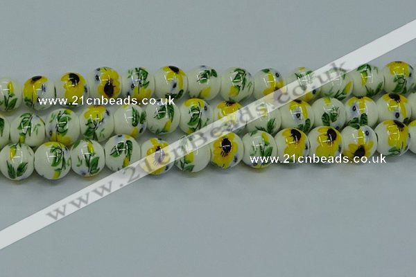 CPB731 15.5 inches 6mm round Painted porcelain beads