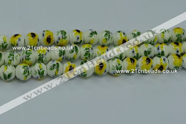 CPB732 15.5 inches 8mm round Painted porcelain beads