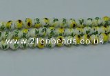 CPB734 15.5 inches 12mm round Painted porcelain beads