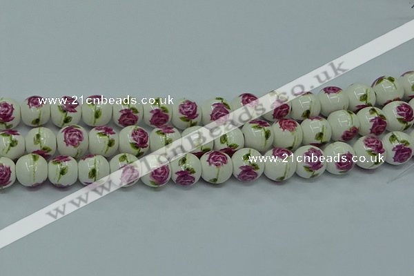 CPB741 15.5 inches 6mm round Painted porcelain beads