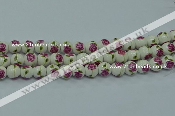 CPB742 15.5 inches 8mm round Painted porcelain beads