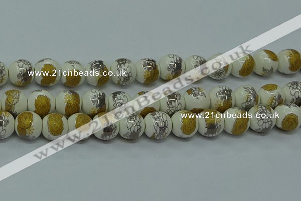 CPB751 15.5 inches 6mm round Painted porcelain beads