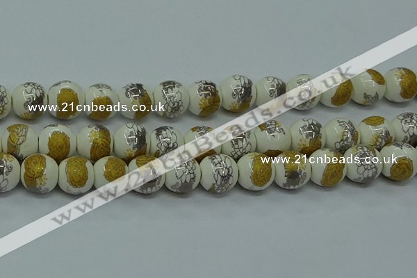 CPB752 15.5 inches 8mm round Painted porcelain beads