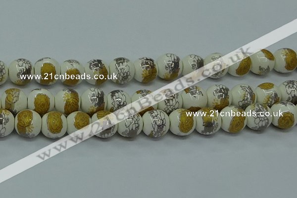 CPB752 15.5 inches 8mm round Painted porcelain beads