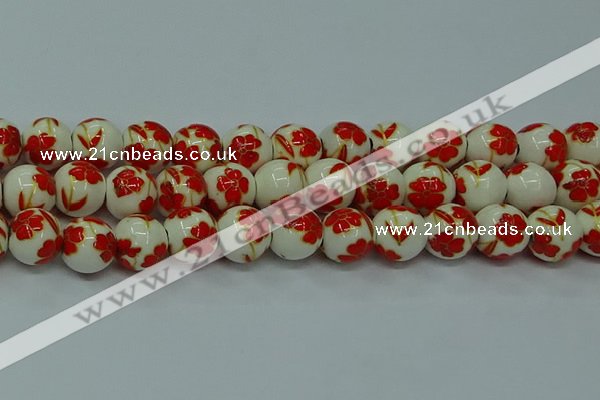 CPB762 15.5 inches 8mm round Painted porcelain beads