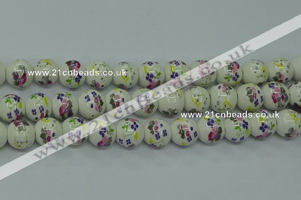 CPB771 15.5 inches 6mm round Painted porcelain beads