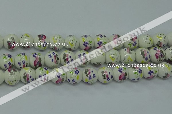 CPB772 15.5 inches 8mm round Painted porcelain beads