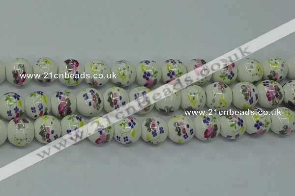 CPB774 15.5 inches 12mm round Painted porcelain beads