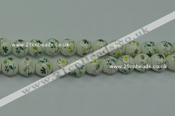 CPB782 15.5 inches 8mm round Painted porcelain beads