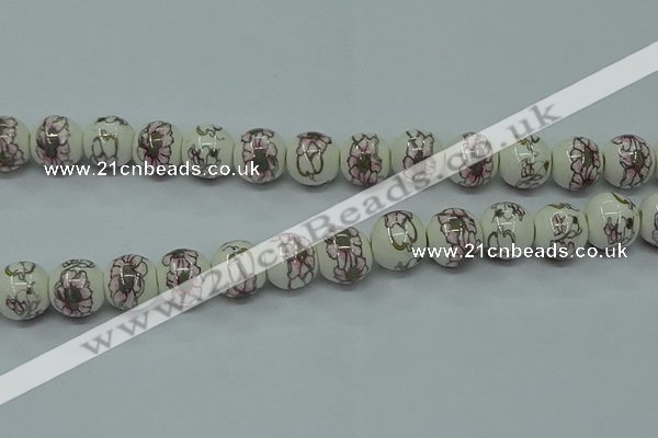 CPB792 15.5 inches 8mm round Painted porcelain beads