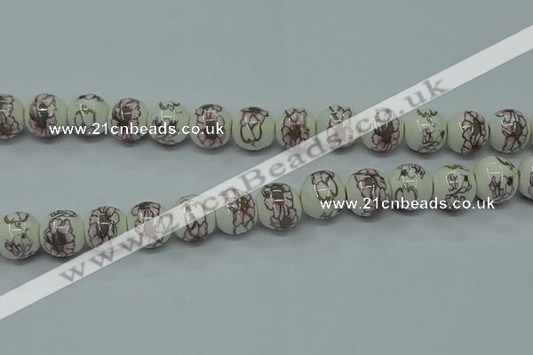 CPB794 15.5 inches 12mm round Painted porcelain beads