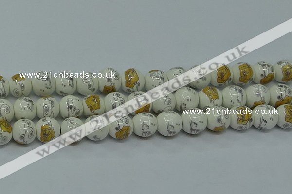 CPB802 15.5 inches 8mm round Painted porcelain beads