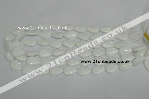 CPB91 15.5 inches 15*20mm flat teardrop white porcelain beads wholesale