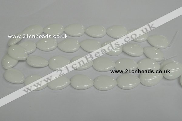 CPB92 15.5 inches 18*25mm flat teardrop white porcelain beads wholesale