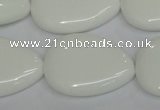 CPB93 15.5 inches 20*30mm flat teardrop white porcelain beads wholesale