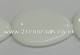 CPB94 15.5 inches 30*40mm flat teardrop white porcelain beads wholesale