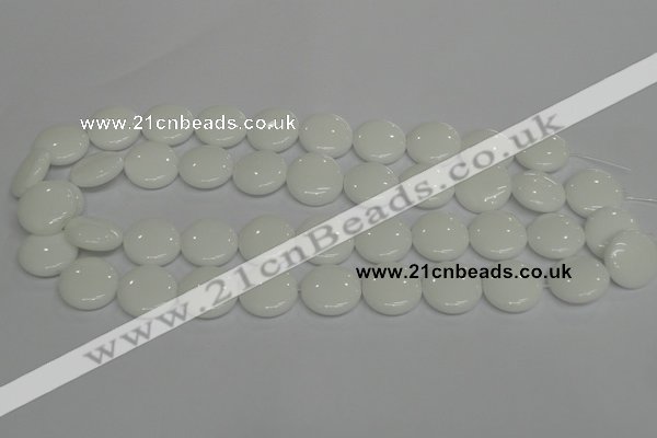 CPB98 15.5 inches 18mm flat round white porcelain beads wholesale