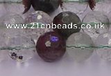 CPC12 15.5 inches 10mm faceted round green phantom quartz beads