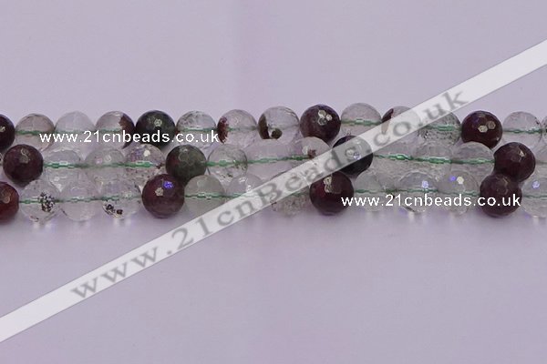 CPC13 15.5 inches 12mm faceted round green phantom quartz beads